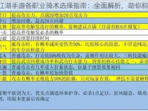 《热血江湖手游各职业骑术选择指南：全面解析，助你称霸江湖》