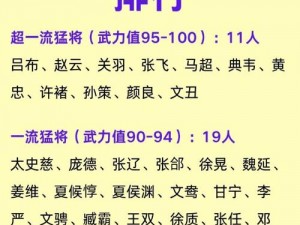 三国志武将综合实力大排名：揭秘英雄豪杰的真实实力榜单