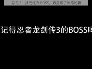 忍龙 3：挑战红衣 BOSS，巧用爪子攻略秘籍