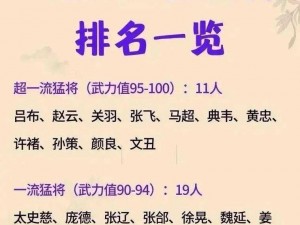 三国志 2017 武将选择推荐：排行榜揭晓，谁是最强之选？