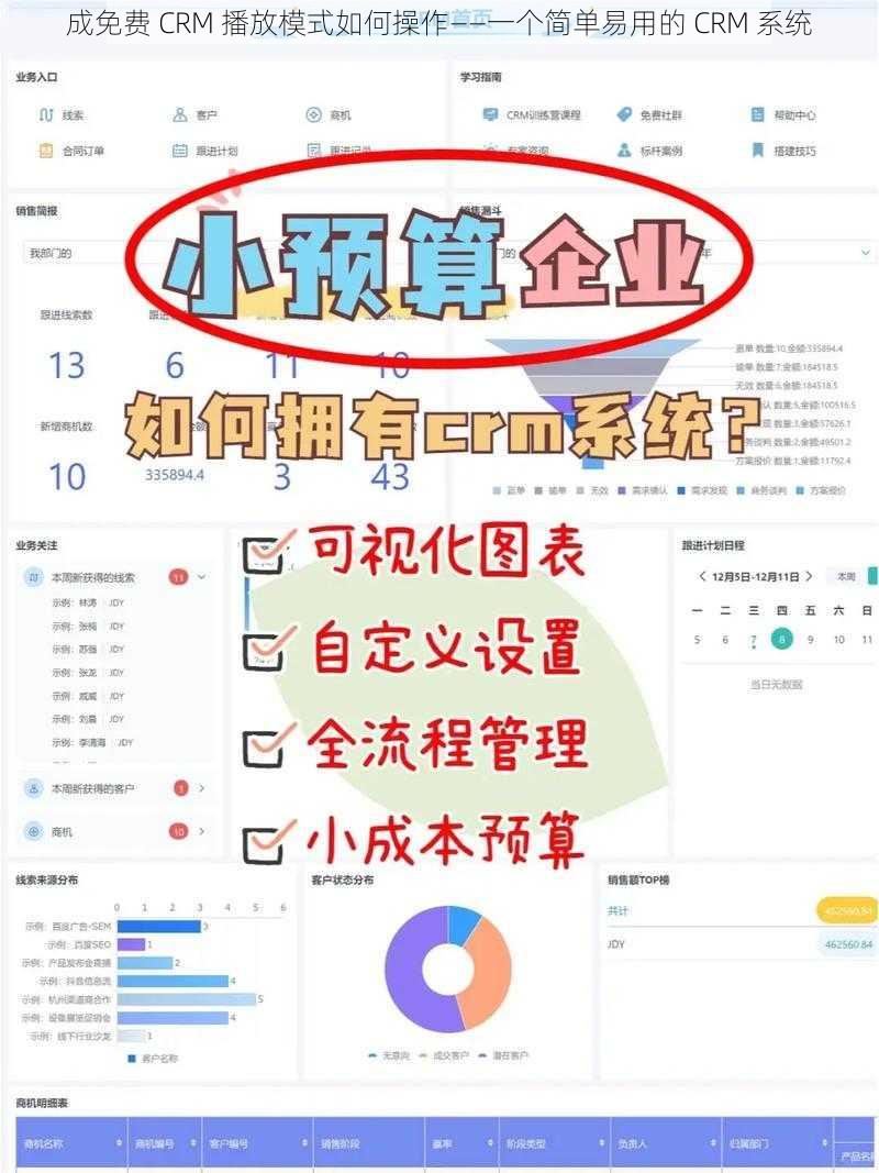 成免费 CRM 播放模式如何操作——一个简单易用的 CRM 系统