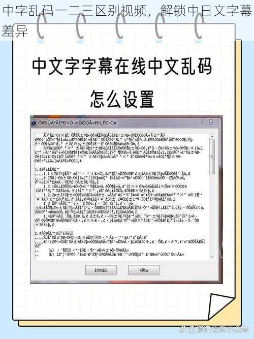 中字乱码一二三区别视频，解锁中日文字幕差异