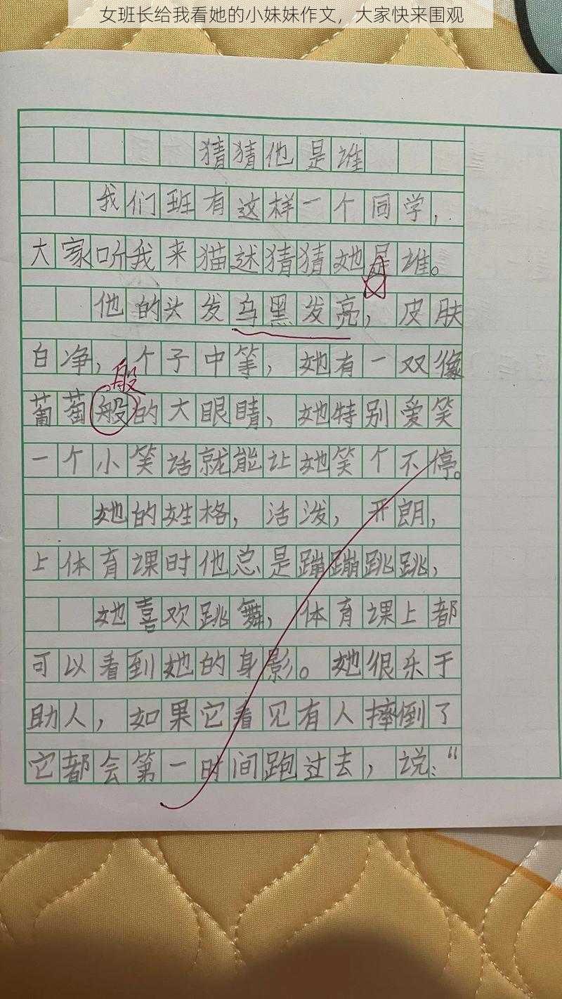 女班长给我看她的小妹妹作文，大家快来围观