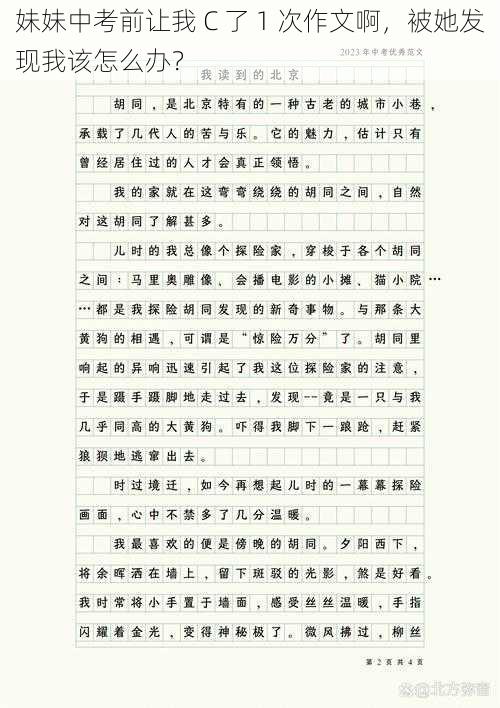 妹妹中考前让我 C 了 1 次作文啊，被她发现我该怎么办？