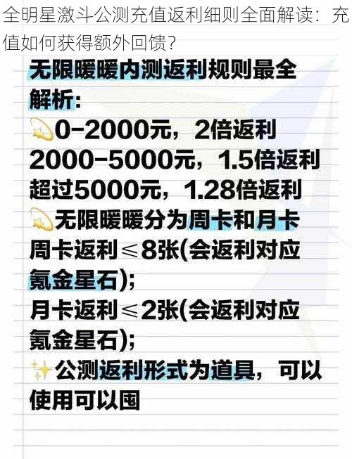 全明星激斗公测充值返利细则全面解读：充值如何获得额外回馈？