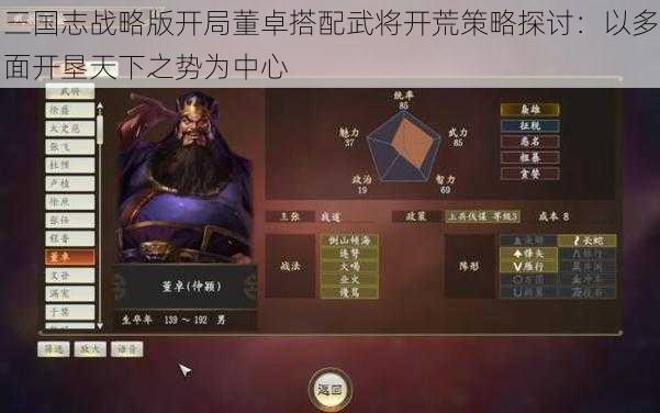 三国志战略版开局董卓搭配武将开荒策略探讨：以多面开垦天下之势为中心