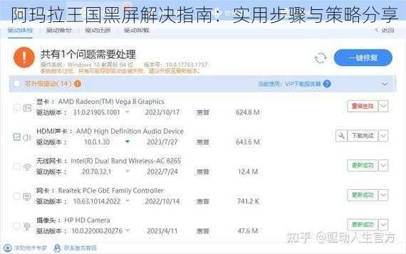 阿玛拉王国黑屏解决指南：实用步骤与策略分享