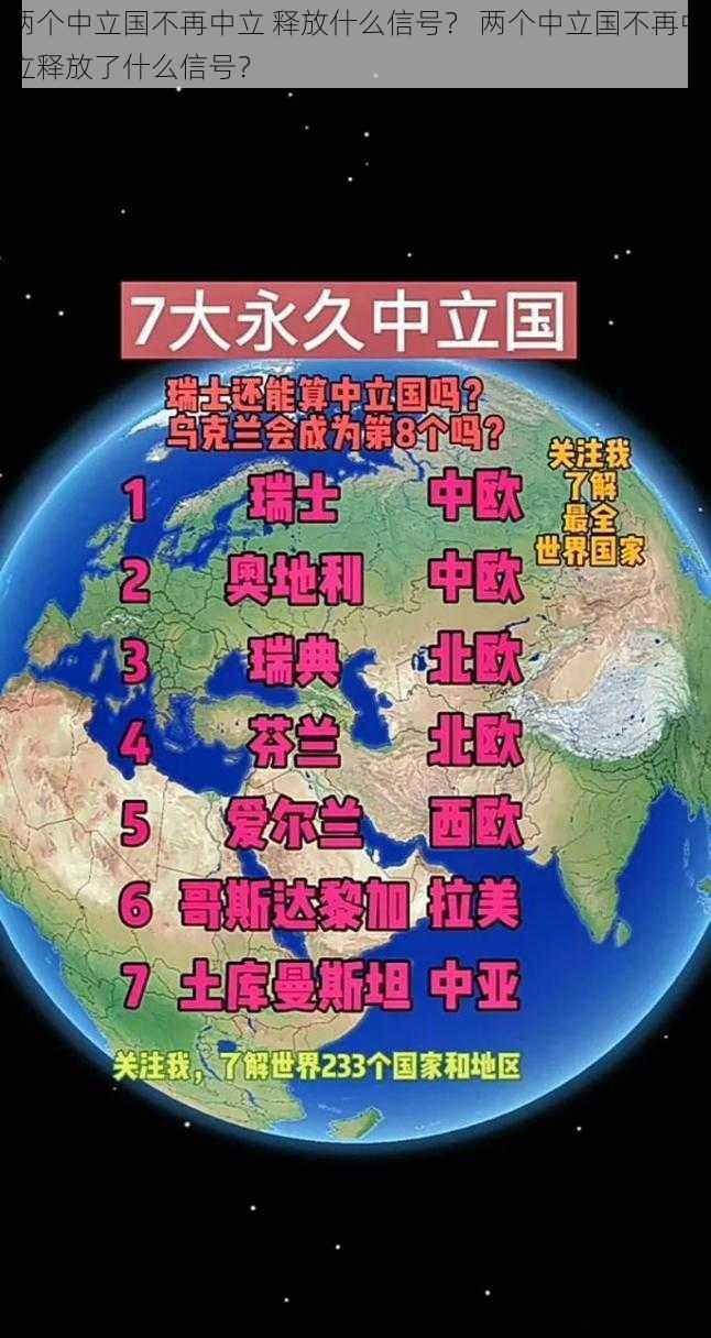 两个中立国不再中立 释放什么信号？ 两个中立国不再中立释放了什么信号？