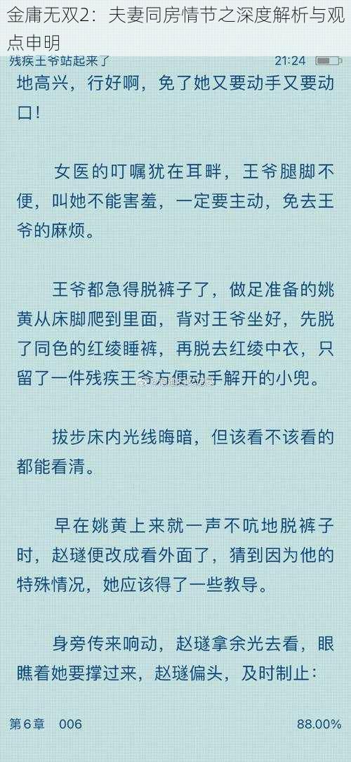 金庸无双2：夫妻同房情节之深度解析与观点申明