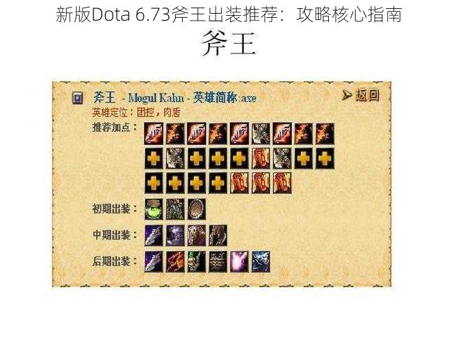 新版Dota 6.73斧王出装推荐：攻略核心指南