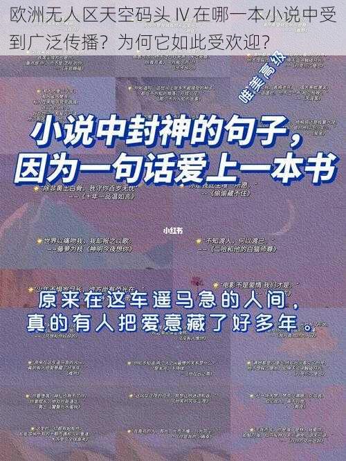 欧洲无人区天空码头 IV 在哪一本小说中受到广泛传播？为何它如此受欢迎？