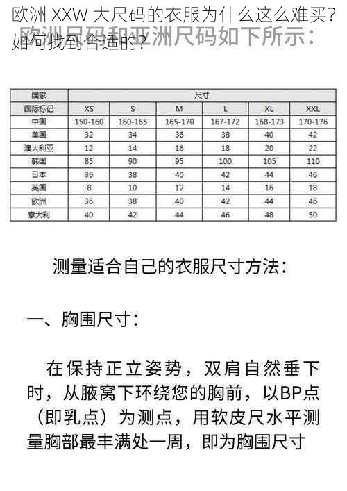 欧洲 XXW 大尺码的衣服为什么这么难买？如何找到合适的？