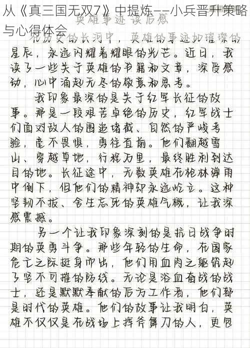 从《真三国无双7》中提炼——小兵晋升策略与心得体会