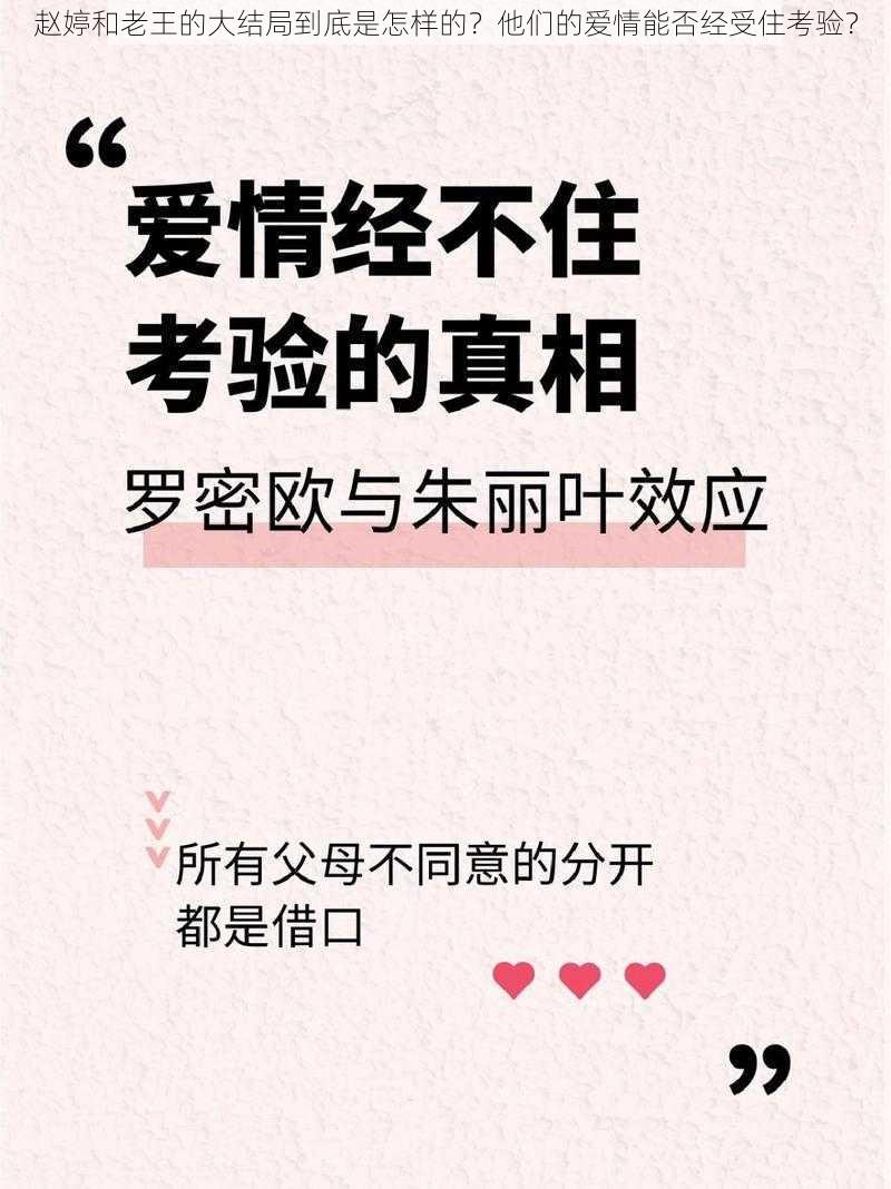 赵婷和老王的大结局到底是怎样的？他们的爱情能否经受住考验？