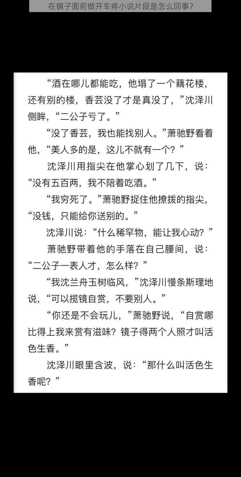 在镜子面前做开车疼小说片段是怎么回事？