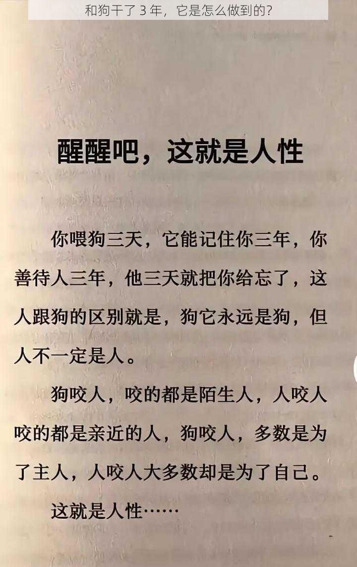 和狗干了 3 年，它是怎么做到的？