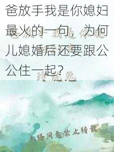 爸放手我是你媳妇最火的一句，为何儿媳婚后还要跟公公住一起？