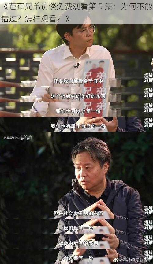 《芭蕉兄弟访谈免费观看第 5 集：为何不能错过？怎样观看？》