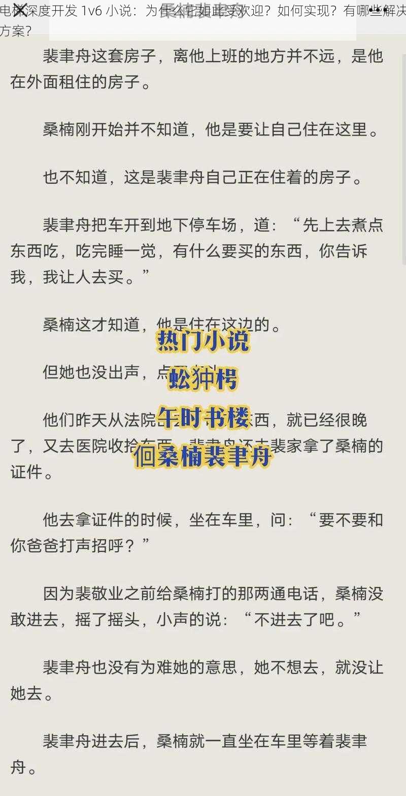 电梯深度开发 1v6 小说：为什么它如此受欢迎？如何实现？有哪些解决方案？