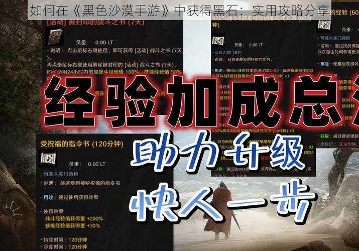 如何在《黑色沙漠手游》中获得黑石：实用攻略分享