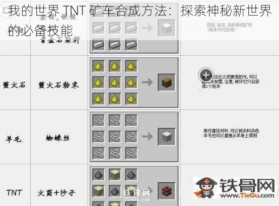 我的世界 TNT 矿车合成方法：探索神秘新世界的必备技能