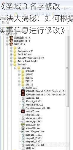 《圣域 3 名字修改方法大揭秘：如何根据实事信息进行修改》