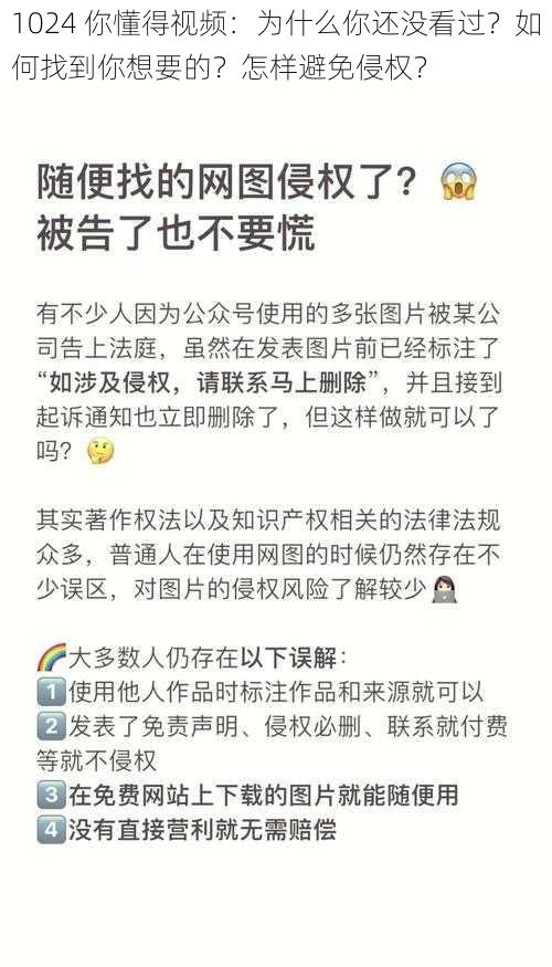 1024 你懂得视频：为什么你还没看过？如何找到你想要的？怎样避免侵权？