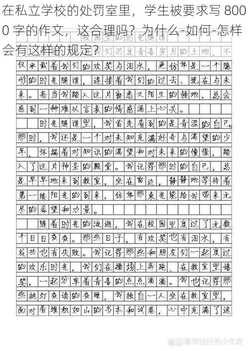 在私立学校的处罚室里，学生被要求写 8000 字的作文，这合理吗？为什么-如何-怎样会有这样的规定？