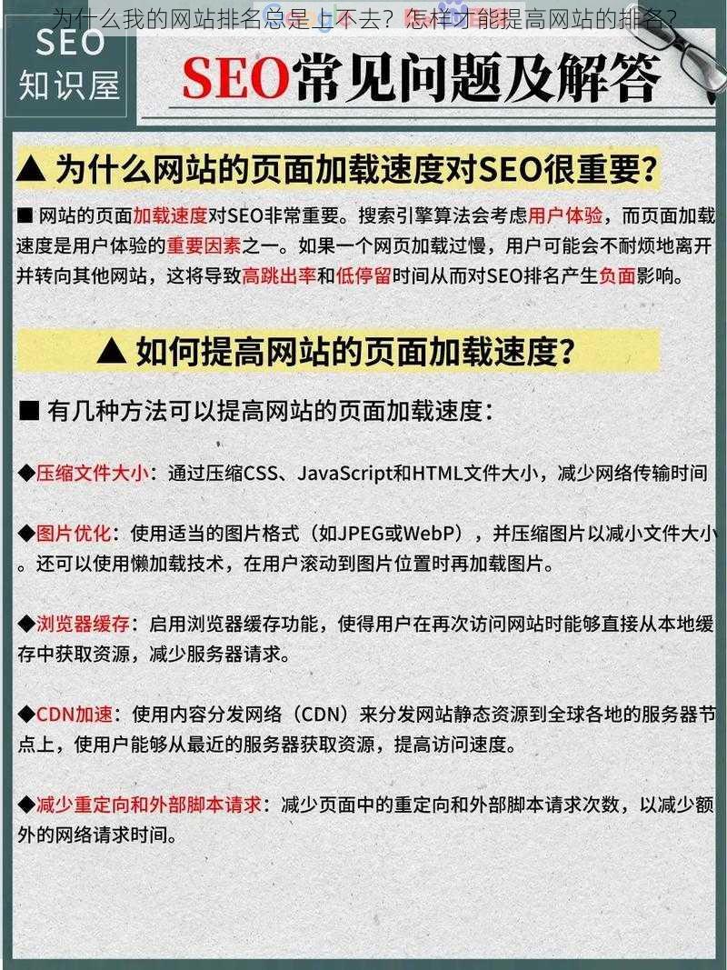 为什么我的网站排名总是上不去？怎样才能提高网站的排名？