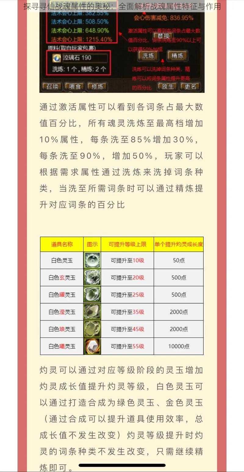 探寻寻仙战魂属性的奥秘：全面解析战魂属性特征与作用