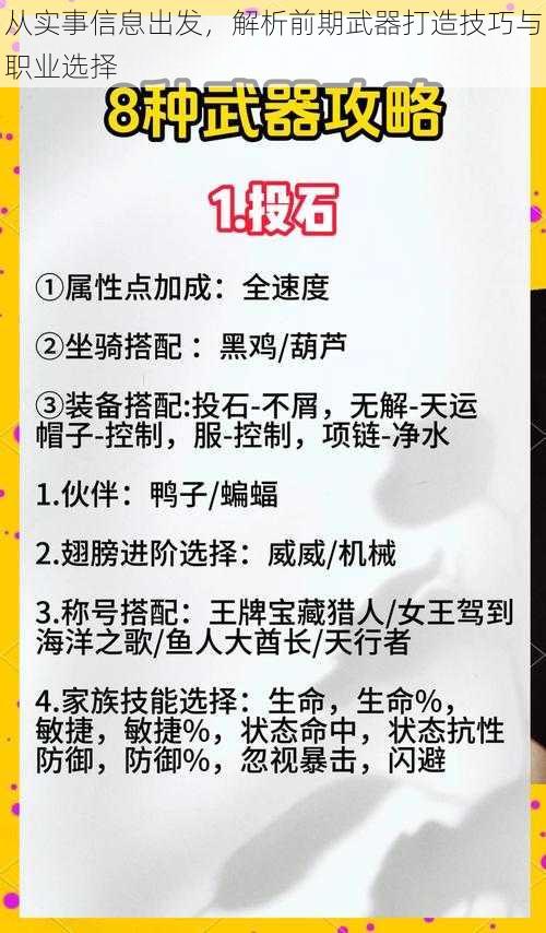 从实事信息出发，解析前期武器打造技巧与职业选择