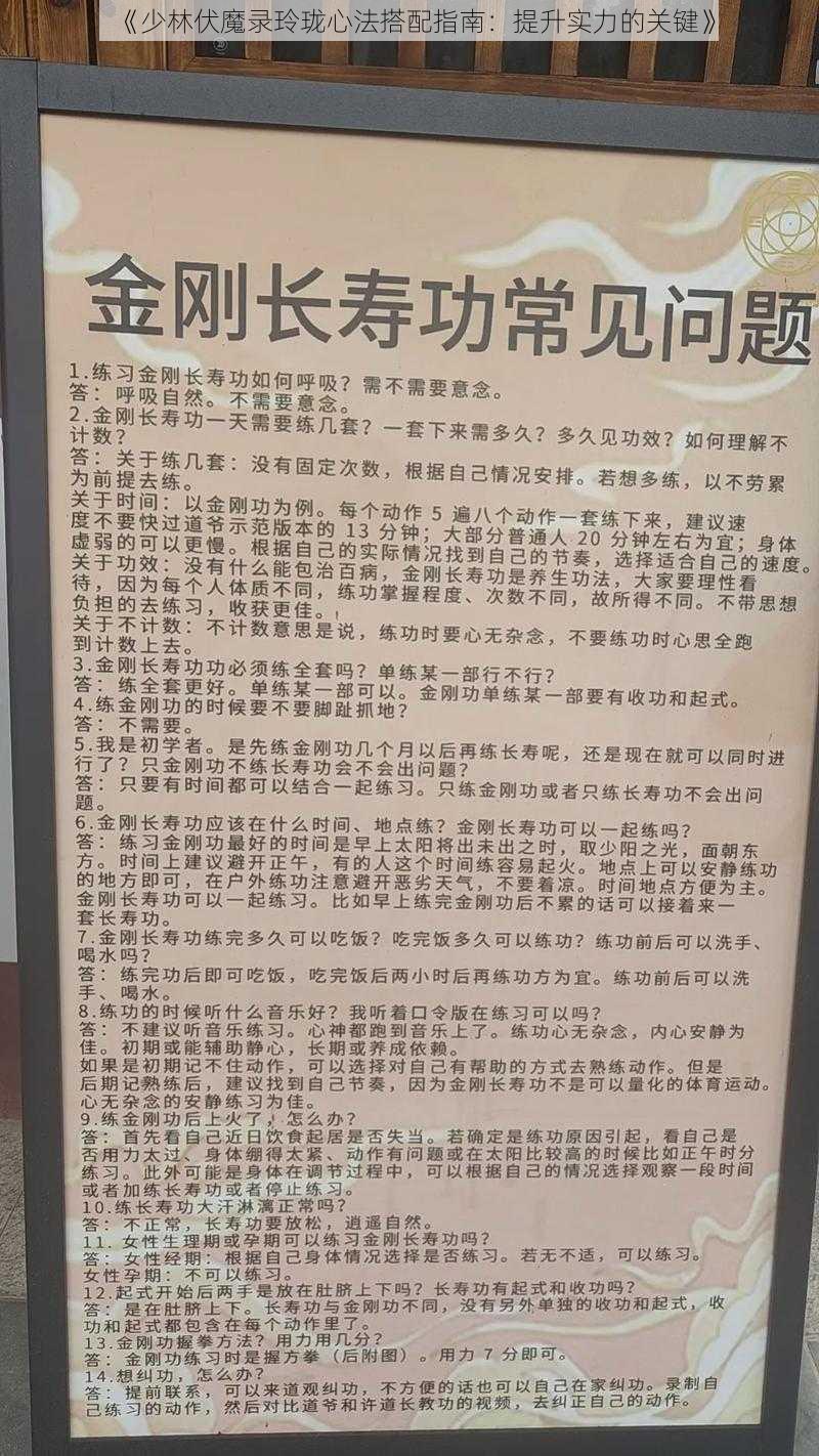 《少林伏魔录玲珑心法搭配指南：提升实力的关键》